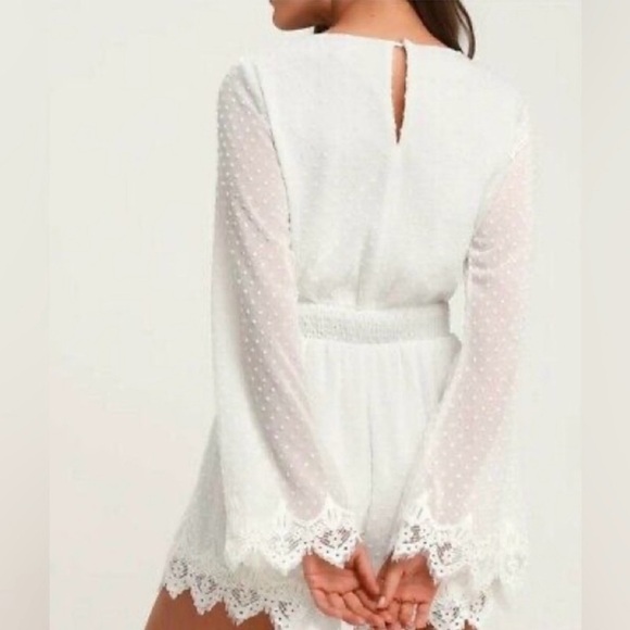 -SALE-Lulus MeadowLake White Swiss Dot Lace Bell Sleeve Romper - Picture 14 of 14